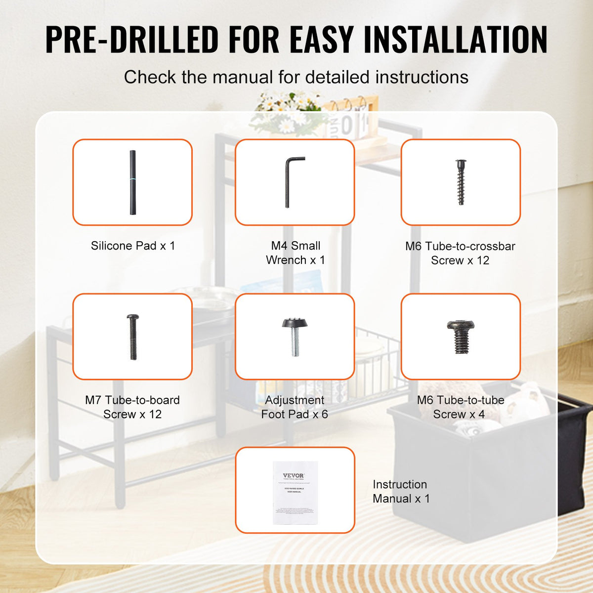 Pet Feeding Station with Storage, Elevated Dog Bowls, Raised Dog Bowl