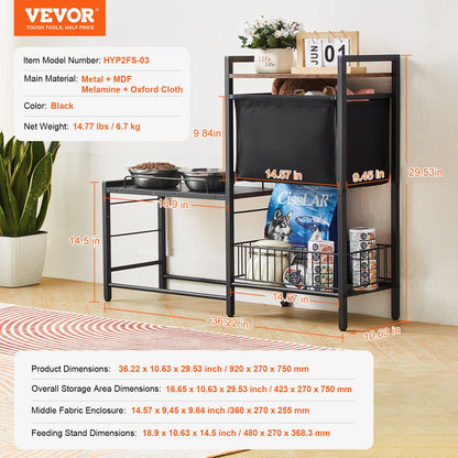 Pet Feeding Station with Storage, Elevated Dog Bowls, Raised Dog Bowl